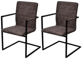 242284 vidaXL Конзолни трапезни столове, 2 бр, тъмно кафяви, изкуствена кожа