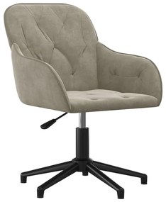 344856 vidaXL Въртящ се офис стол, светлосив, кадифе