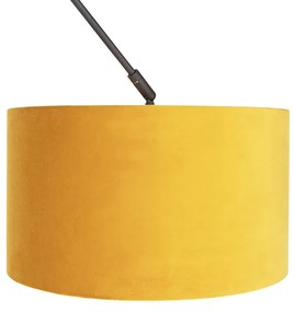 Висяща лампа черна с кадифена абажур охра с злато 35 см - Blitz