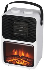 Свободностояща бяла електрическа камина с ефект на пламък - 600/1200 W