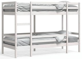 3284225 vidaXL Двуетажно легло, бяло, 75x190 см, борово дърво масив