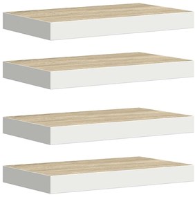 326572 vidaXL Окачени стенни рафтове, 4 бр, дъб и бял, 40x23x3,8 см, МДФ