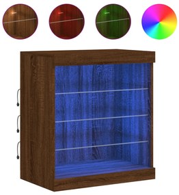 836699 vidaXL Сайдборд с LED светлини, кафяв дъб, 60,5x37x67 см
