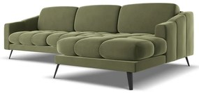 Зелен кадифен ъглов диван (десен ъгъл) Nalu – Makamii