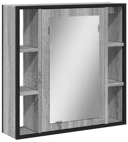 842429 vidaXL Огледален шкаф за баня сив сонома 60x16x60 см инженерно дърво