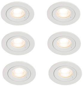 Комплект от 6 вградени прожектора бели кръгли GU10 50mm IP44 - Xena