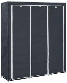 282453 vidaXL Гардероб с отделения и лостове, черен, 150x45x175 см, плат