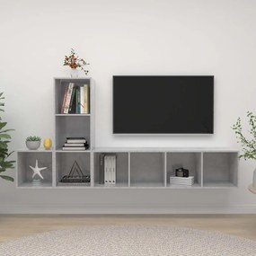 3079830 vidaXL Комплект ТВ шкафове от 3 части, бетонно сив, инженерно дърво