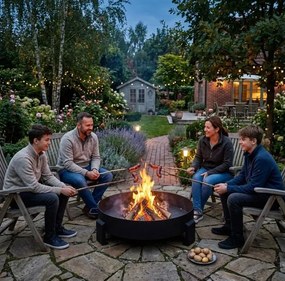 Градинска камина от чугун 60 см - преносима камина за дърва в градината