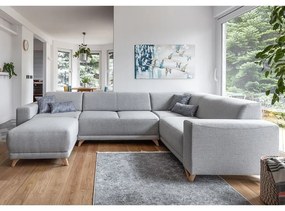 Светлосив разтегателен/с място за съхранение ъглов диван (десен ъгъл/U форма) Classy Sophie – Miuform