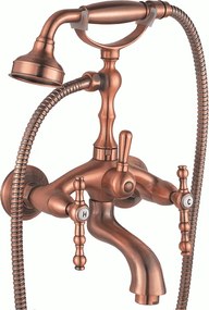 Стенен смесител за вана и душ Сайлор ICF 6008853C, неръждаема стомана, бронз, с душ, държач и шлаух, 17.5x30см