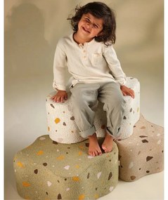 Зелен детски пуф от букле и шенил Terrazzo Cloud – Wigiwama