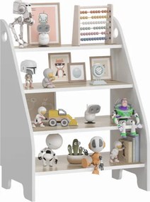 MONTESSORI етажерка за книги и детски играчки - сонома + бяло