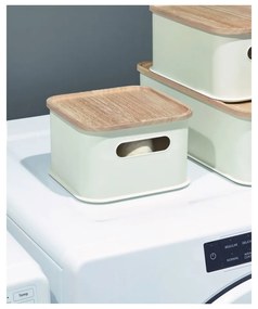 Бяла кутия за съхранение с капак, изработена от пауловния Дърво с дръжки, 21,3 x 21,3 cm Eco - iDesign