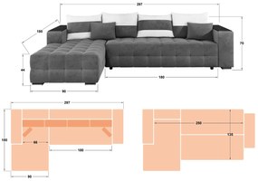 Разтегателен ъглов диван с подлакътник етажерка Мелвин