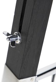 Подова лампа Трипод черна с абажур 45 см лен бял