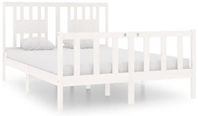 3104109 vidaXL Рамка за легло, бяла, масивно дърво, 140х190 см