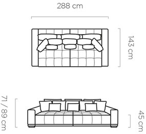 Диван Dimelo триместен-Ekrou