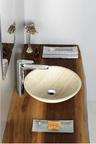 Кремава каменна кръгла мивка ø 40 cm Blok 1 – Sapho