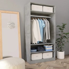 800229 vidaXL Гардероб, бетоново сиво, 100x50x200 см, ПДЧ