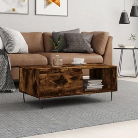 830569 vidaXL Кафе маса, опушен дъб, 90x50x36,5 см, инженерно дърво