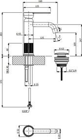 Смесител за умивалник с клапан Clic-Clac Lumiere Vicario-месинг