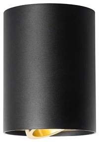 Таванен прожектор черен със злато въртящ се и наклонен - Rondoo up