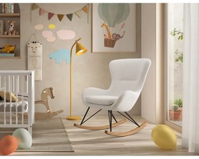 Бял люлеещ се детски стол от плат букле ROCKY – Vipack