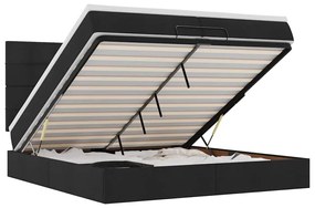 3314033 vidaXL Османска легло с матрак и LED, черно, 200x200 см, плат