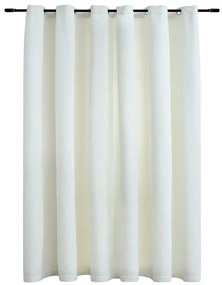 134515 vidaXL Затъмняваща завеса с метални халки, кадифе, кремава, 290x245 см