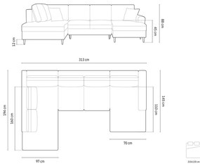 Бежов кадифен разтегателен ъглов диван с място за съхранение (ляв ъгъл/U форма) Kyoto – Cosmopolitan Design
