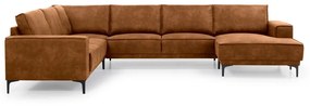 Кафяв ъглов диван от изкуствена кожа (десен ъгъл/"U") Copenhagen - Scandic