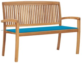 3063283 vidaXL Стифираща градинска пейка с възглавница, 128,5 см, тик масив
