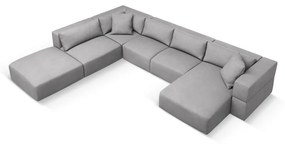 Светлосив ъглов U-образен диван, ляв ъгъл Esther – Milo Casa