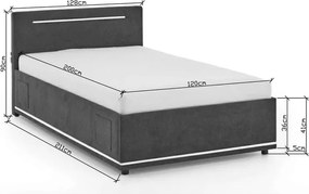 Тъмносиво тапицирано детско легло 120x200 cm без ламелно дъно Circle – Meise Möbel