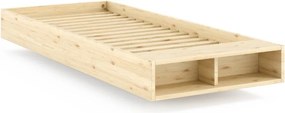 Единично легло 90x200 cm от масивен бор без табла с включена подматрачна рамка в естествен цвят Merge – Karup
