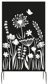 Черен метален балконски параван 100x186 cm Flowers – Esschert Design