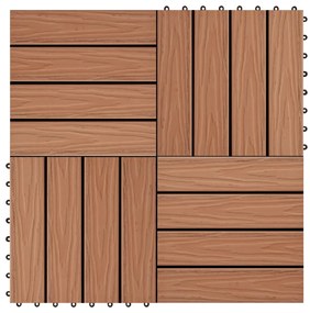 45034 vidaXL WPC декинг плочки релефни 11 бр 30x30 см 1 кв.м. светлокафяви