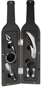 Комплект за вино в кутия Bohman BH-WO-01, 5 части, Тирбушон, Наливник, Тапа, Черен