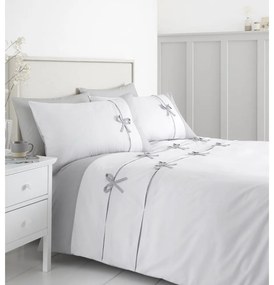 Бяло и сиво спално бельо , 135 x 200 cm Milo Bow - Catherine Lansfield
