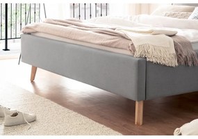 Светлосиво двойно легло 180x200 cm тапицирано без ламелно дъно Frieda – Meise Möbel