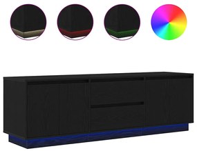 3328427 vidaXL ТВ шкаф с LED осветление, черен, 160,5x41x50 см
