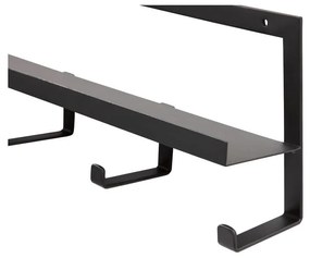 Черна метална стенна закачалка с рафт Quinn - WOOOD