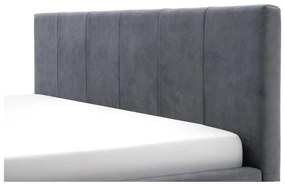 Антрацитно двойно легло 160x200 cm тапицирано с място за съхранение с включена подматрачна рамка Lizzano – Meise Möbel