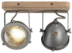 Индустриален прожектор стомана с дървена рамка и наклоняващ се 2 лампи - Emado