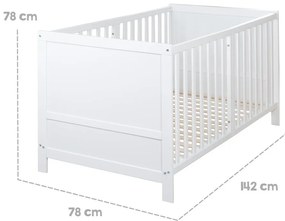 Бяло детско креватче 70x140 cm с регулируема височина Easy Sleep – Roba