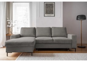 Сив разтегателен ъглов диван от рипсено кадифе (ляв ъгъл) Lofty Lilly – Miuform