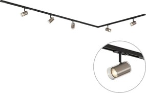 Modern railsysteem zwart met 5 spots gunmetal 1-fase - Iconic Lloyd