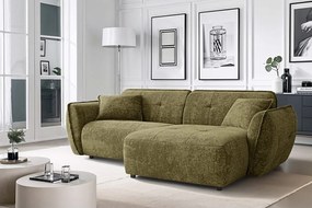 Зелен шенилов ъглов диван (десен ъгъл) Nelia – Ropez