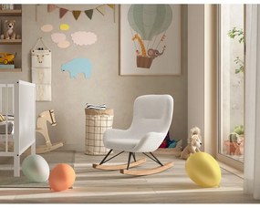 Бял люлеещ се детски стол от плат букле ROCKY – Vipack